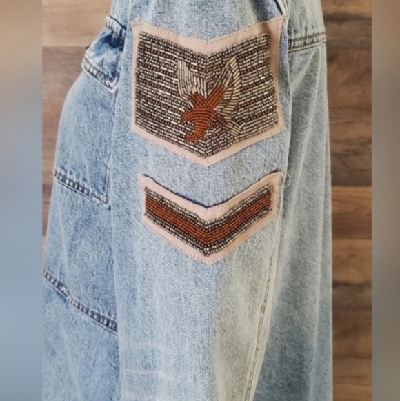 Free People Blue Denim Jacket with Embroidery Small - Picture 2 of 8